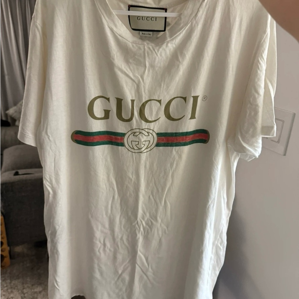 Gucci Cream Logo Short Sleeve Tee